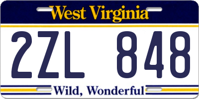 WV license plate 2ZL848
