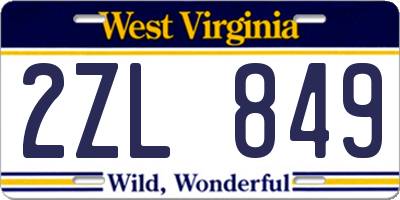 WV license plate 2ZL849