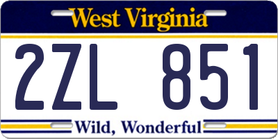 WV license plate 2ZL851