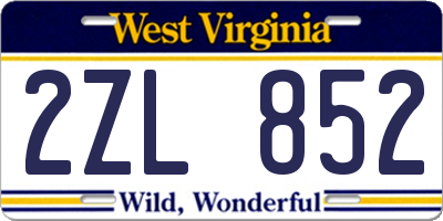 WV license plate 2ZL852