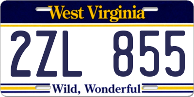 WV license plate 2ZL855