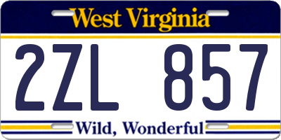 WV license plate 2ZL857