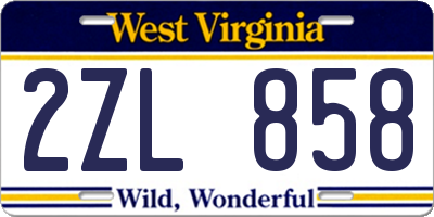 WV license plate 2ZL858