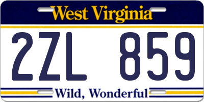 WV license plate 2ZL859