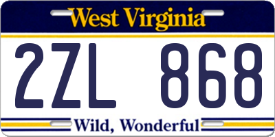 WV license plate 2ZL868