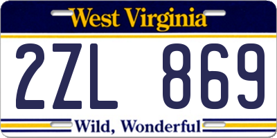 WV license plate 2ZL869