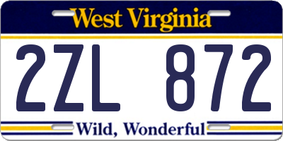 WV license plate 2ZL872