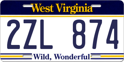 WV license plate 2ZL874