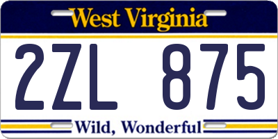WV license plate 2ZL875