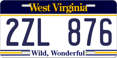 WV license plate 2ZL876
