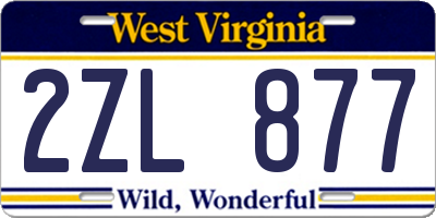 WV license plate 2ZL877
