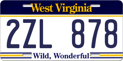 WV license plate 2ZL878
