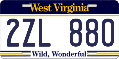 WV license plate 2ZL880