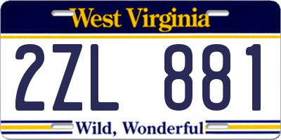 WV license plate 2ZL881