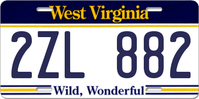 WV license plate 2ZL882