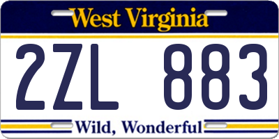 WV license plate 2ZL883