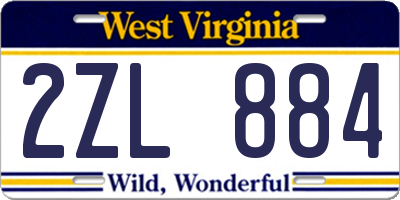 WV license plate 2ZL884