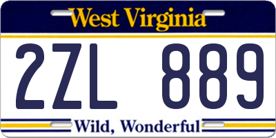 WV license plate 2ZL889