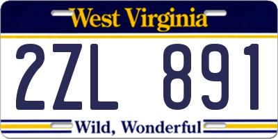 WV license plate 2ZL891