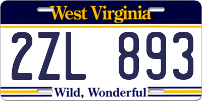 WV license plate 2ZL893
