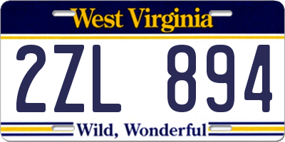 WV license plate 2ZL894