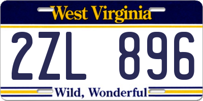 WV license plate 2ZL896
