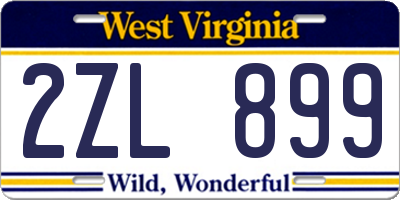 WV license plate 2ZL899