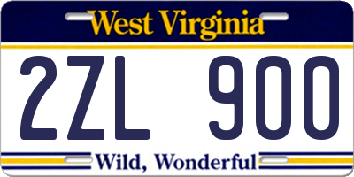 WV license plate 2ZL900