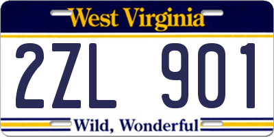 WV license plate 2ZL901