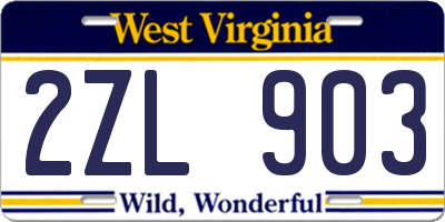 WV license plate 2ZL903