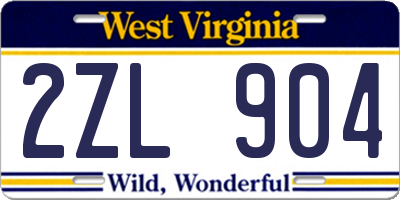 WV license plate 2ZL904