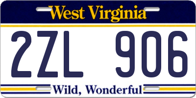 WV license plate 2ZL906