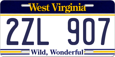 WV license plate 2ZL907