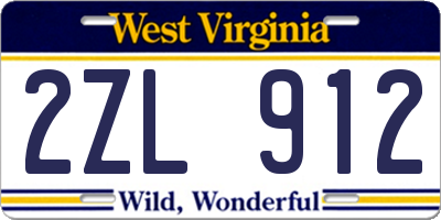 WV license plate 2ZL912