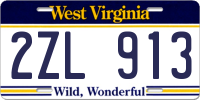 WV license plate 2ZL913