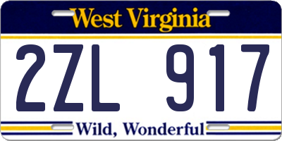 WV license plate 2ZL917