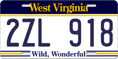 WV license plate 2ZL918