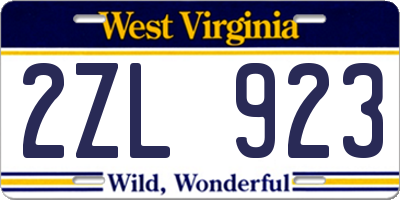 WV license plate 2ZL923