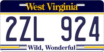WV license plate 2ZL924