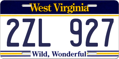 WV license plate 2ZL927