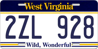 WV license plate 2ZL928