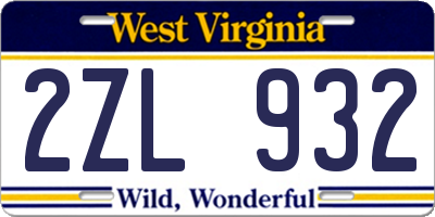 WV license plate 2ZL932