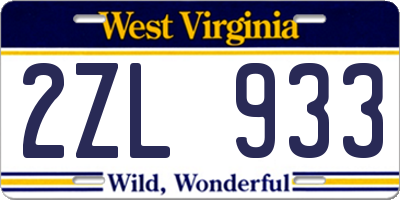 WV license plate 2ZL933