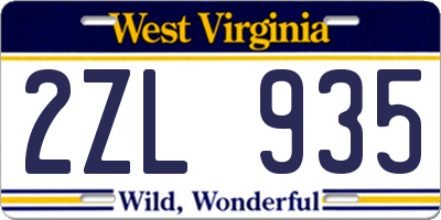 WV license plate 2ZL935