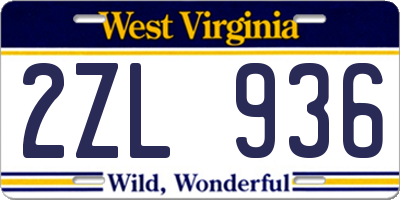 WV license plate 2ZL936