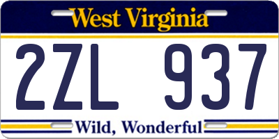 WV license plate 2ZL937