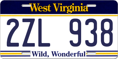 WV license plate 2ZL938