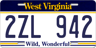 WV license plate 2ZL942