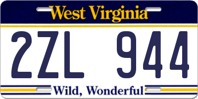 WV license plate 2ZL944