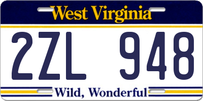 WV license plate 2ZL948